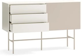 Beżowo-kremowa niska komoda z drzwiami przesuwnymi 140x91 cm Nube – Teulat
