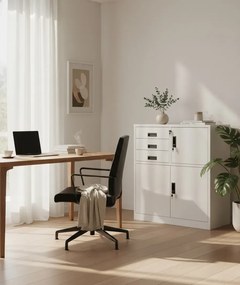 Biała stalowa szafka biurowa na klucz A3-W72