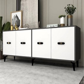 Komoda – 180 cm x 82,6 cm x 35 cm – Antracyt i biel – Melamina