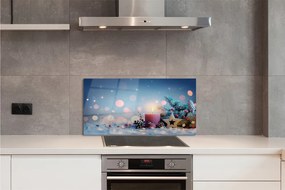 Szklany Panel Święta świeczka śnieg