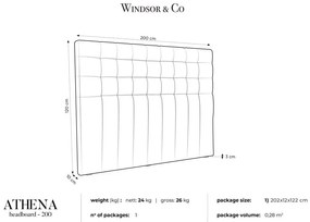 Beżowy zagłówek z aksamitnym obiciem Windsor &amp; Co Sofas Athena, 200x120 cm