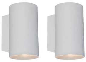 Zestaw 2 Nowoczesnych lamp ściennych białych okrągłych 2-światłowych - Sandy Oswietlenie wewnetrzne
