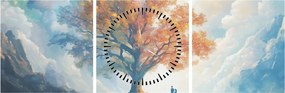 Obraz – Drzewo życia i miłości (z zegarem) (90x30 cm)