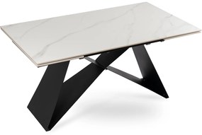 Stół Rozkładany Prostokątny VICTOR 160-240 cm Ceramiczny Biały Marmur/Czarny do Jadalni Nowoczesny Loft