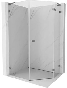 Mexen Lunar L kabina prysznicowa pięciokątna uchylna prawa 80 x 90 cm, transparent, gun metal - 831L-080P-090L-95-00-P
