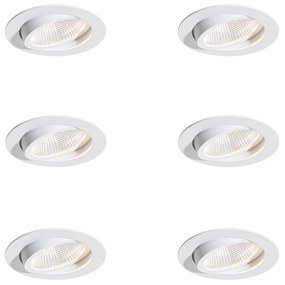 Set van 6 inbouwspots wit 9,5cm incl. LED 1300 lm dimbaar IP23 - Gaius Oswietlenie wewnetrzne