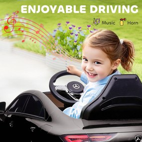 AIYAPLAY Dziecięcy pojazd elektryczny, zdalnie sterowany, z kółkami treningowymi, LED, klaksonem, dla dzieci 3-6 lat, Czarny