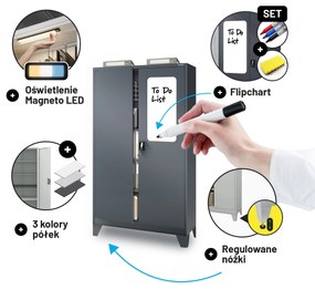 Szafa biurowa metalowa na akta antracytowa JAN II, 1150 x 1850 x 400 mm