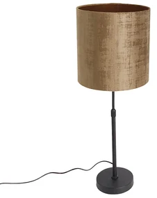 Lampa stołowa czarny aksamitny klosz brązowy 25 cm regulowany - Parte Nowoczesny Oswietlenie wewnetrzne