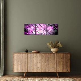 Obraz pięknej fioletowej abstrakcji (z zegarem) (90x30 cm)