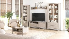 Nowoczesny regał z witryną w kolorze taupe - Envilo 14X