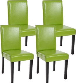Krzesło do jadalni Littau (zestaw 4 sztuk),  imitacja skóry, zielony, ciemne nogi
