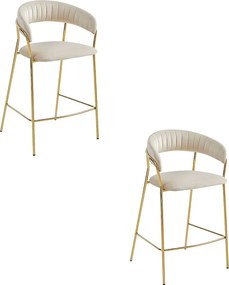 Stołek Valora BADIA z beżowymi, aksamitnymi, złotymi nogami do kuchni x2