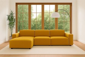 Narożnik w kształcie L Cursal, tkanina Salvador, Żółty, Lewy