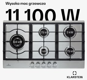 Klarstein Ignito 90cm Płyta gazowa 5 palników Srebrny