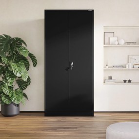 Szafa na dokumenty biurowa metalowa czarna: JAN H, 900 x 1950 x 400 mm