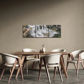 Obraz wodospadów (z zegarem) (90x30 cm)
