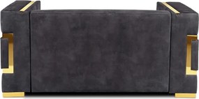 Sofa PALLAZO 2S Dwuosobowa Czarno/Złota Welurowa Nowoczesna Glamour