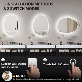 HOMCOM Lustro łazienkowe z oświetleniem LED i regulacją koloru i temperatury, ze szkła hartowanego, 80x5x60 cm, Srebrny | Aosom PL