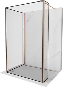 Mexen Kioto ścianka prysznicowa Walk-in 130 x 100 x 30 cm, czarna ramka, miedź szczotkowana - 800-130-100-221-65-70-030