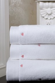 Zestaw podarunkowy małych ręczników MICRO LOVE, 3 szt Biały / czerwone serduszka