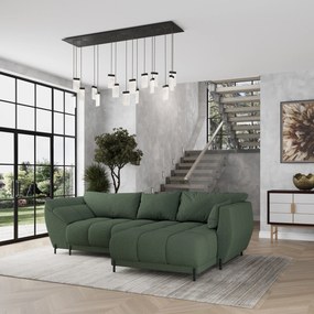 Masseno Narożnik VESTANO  z funkcją spania i pojemnikiem na pościel Narozniki L, Rozkładana sofa - Zielony, QUELLE 37