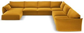Musztardowy aksamitny narożnik (prawostronny/w kształcie litery U) Vanda – Mazzini Sofas