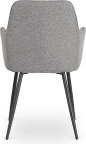 Zestaw Stół Prostokątny Rozkładany HAMPTON 160-240 cm Dąb/Czarny i 4 Krzesła Tapicerowane BRESSO 2 Szare