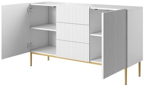 Komoda z szufladami Nicole 150 cm - biały mat / złote nóżki