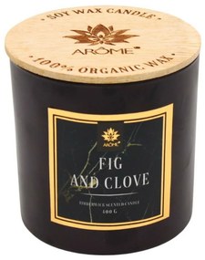 Arome Świeczka sojowa Fig and clove, 400 g z drewnianym knotem i pokrywką