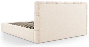 Kremowe tapicerowane łóżko dwuosobowe ze schowkiem ze stelażem 160x200 cm Bellis – Micadoni Home