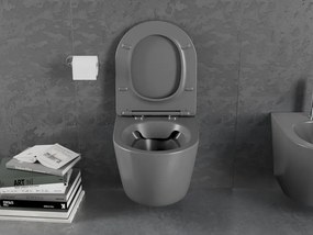 Mexen Lena miska wc Rimless z deską wolnoopadającą slim, duroplast, szara ciemna mat - 30224071