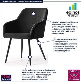 Zestaw 2 czarnych welurowych krzeseł kubełkowych - Terviso 2X