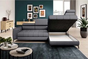 Narożnik BAGGIO Prawostronny z funkcją spania, wolnostojący tkanina LETTO 93 Ciemnoszary WERSAL