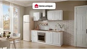 Zestaw mebli kuchennych - Z blatem 200 cm - Biały i naturalny - CELOMIA