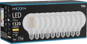 Mexen Vintis 10x żarówka filament LED E27, G95, 10W, Ciepła - 2700K, 1320 lm, clear - L157-E27-1027-00x10