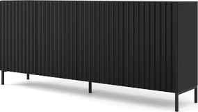 Czarna komoda w stylu glamour z lamelami E6-T04
