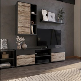 Ściana w salonie dąb czarny/piaskowy 139.8x35.4x38.9 berno