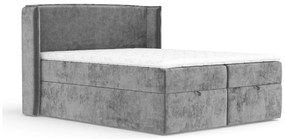 Szare łóżko boxspring ze schowkiem 160x200 cm Passion – Maison de Rêve