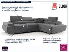 Ciemnoszary narożnik z funkcją spania i pojemnikiem Z8-G32