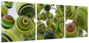 Obraz pasiastych kulek (z zegarem) (90x30 cm)