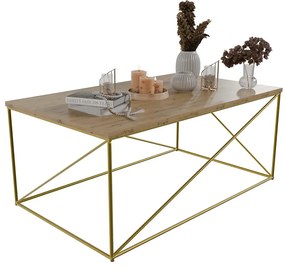 Stolik kawowy w stylu glamour złoty + dąb artisan - Cordani 3X