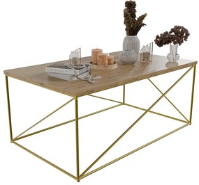 Stolik kawowy w stylu glamour złoty + dąb artisan N6-S35