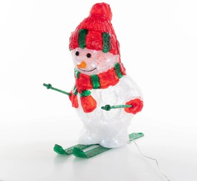 Dekoracja świąteczna, bałwan na nartach, LED, 44,8 cm