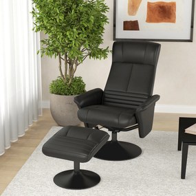 HOMCOM Fotel z podnóżkiem, obrotowy, ergonomiczny, w wyglądzie mikrofałdy, do 150 kg, Czarny