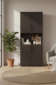 Klasyczny regał biurowy z podwójnymi drzwiczkami wenge W1-W94