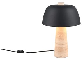 Czarna/beżowa lampa stołowa z metalowym kloszem (wysokość 41 cm) Timba – Trio Select