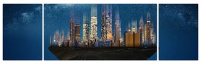 Obraz - Wielkie miasto unoszące się w kosmosie (170x50 cm)