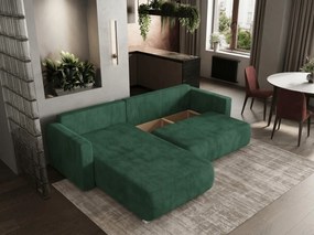 Ciemnozielona rozkładana narożna sofa TAFIRA, dwustronna