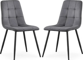 Zestaw 2 grafitowych krzeseł tapicerowanych welurem F7-R36